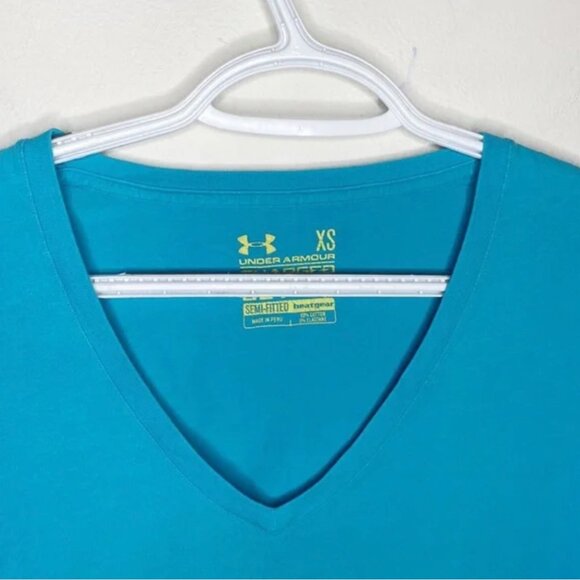 Under Armour XS Blue Charged Cotton Semi-fitted Heather Athletic T-Shirt - Picture 4 of 10
